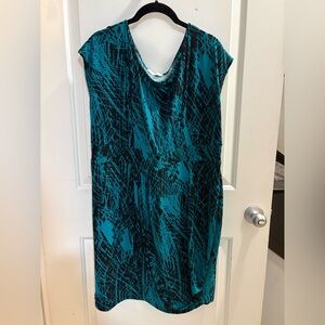 Chic Teal and Black Midi Dress